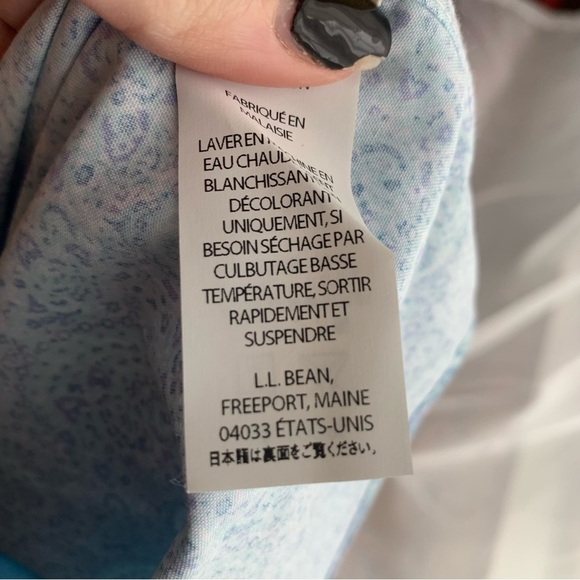 L.l.bean BUTTON UP BLOUSE IN BLUE PAISLY PRINT SIZE MEDIUM - Picture 5 of 11